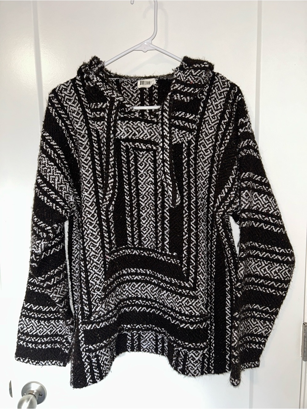 Cozy Black & White Patterned Baja Hoodie